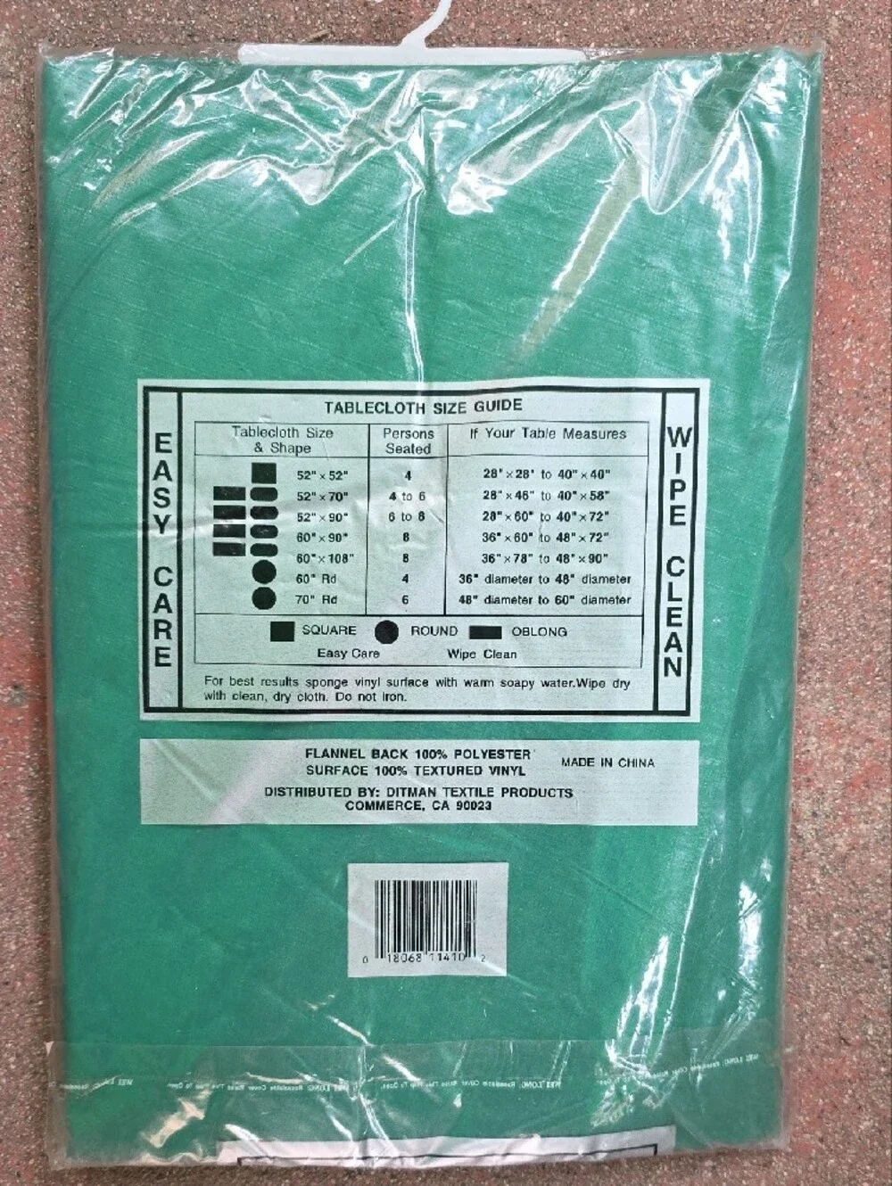 Green Vinyl Tablecloth - 60
